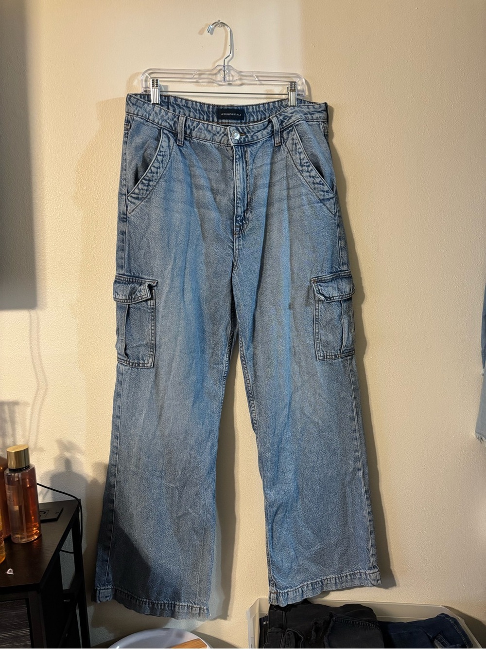 Aeropostale Light Blue Cargo Bootcut Jeans for women